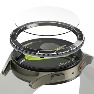 韩国Ringke不锈钢表壳适用于三星Galaxy Watch 7/Ultra粘贴式手表表圈金属刻度保护圈高清钢化膜