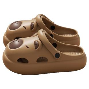 孕妇防滑洞洞鞋女款2025新款海边沙滩软底包头半凉拖鞋女夏季外穿