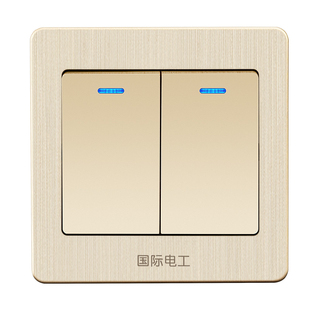 国际电工家装86暗装两开二位二开双控开关插座墙壁电灯开关带荧光