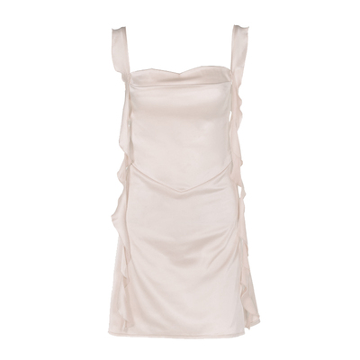 小千金缎面露背春夏飘带气质