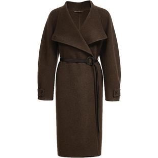 Vero Moda奥莱毛呢大衣女2025秋冬新款纯绵羊毛腰带宽松大衣气质