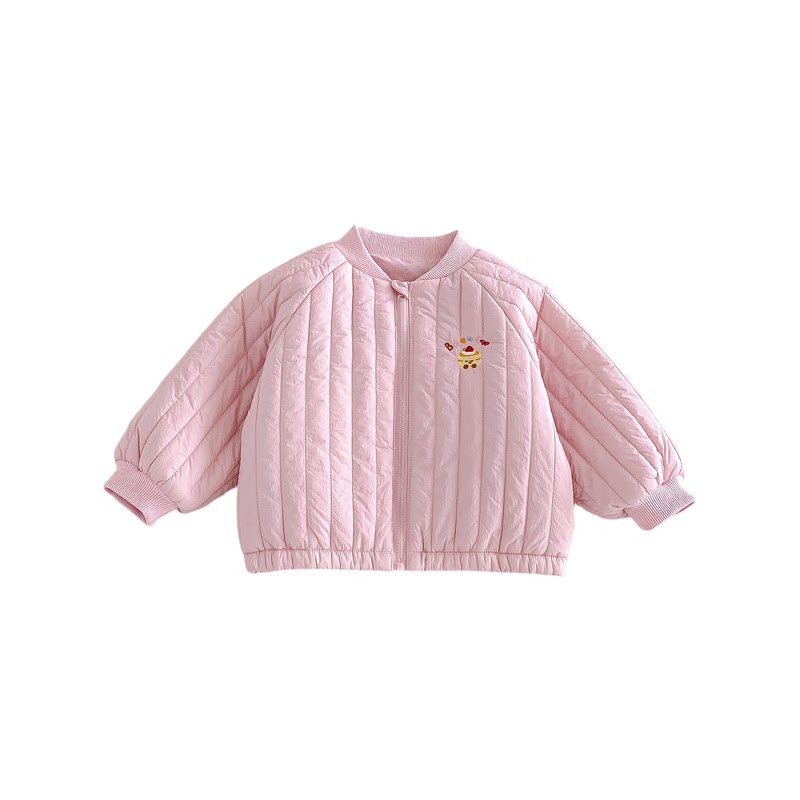 女童冬季加厚保暖刺绣夹棉棒球服