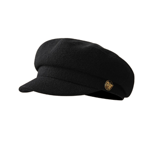 出口韩国老钱风复古显脸小平顶马术帽大头围毛呢贝雷帽画家报童帽