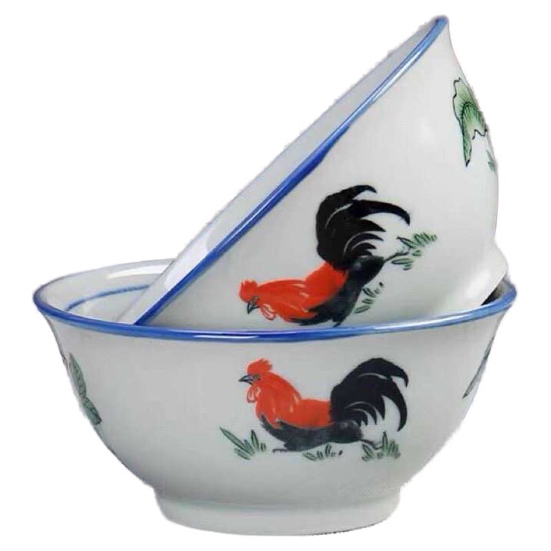 陶瓷公鸡碗套装怀旧老式鸡公碗家用复古吃饭碗新中式餐具防烫