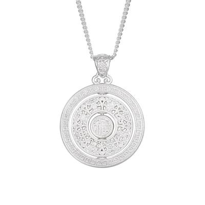 臻汇银中国白银八宝罗盘银项链