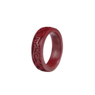 正品原矿朱砂戒指女款官方旗舰店天然紫金砂红砂戒指男宽细款指环