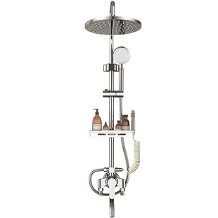 304不锈钢一体明装花洒家用淋浴套装卫浴室增压喷头混水阀沐浴器