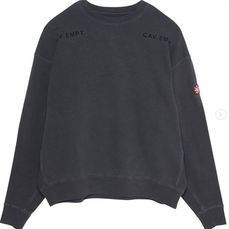 C.E 日系超火水洗深灰色圆领CE长袖CAV EMPT 19AW 套头秋冬卫衣男