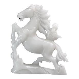 天然玉石马摆件白玉马上封侯办公室招财家居客厅办公室装饰品送礼