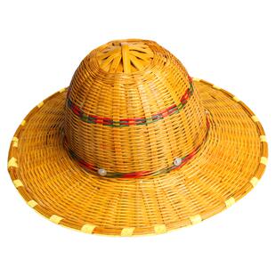 超大沿竹编安全帽夏季透气施工地男防护晒砸遮阳藤帽子国标建筑工