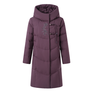 雅鹿羽绒服女长款妈妈装2025冬新款中老年加厚白鸭绒宽松连帽外套