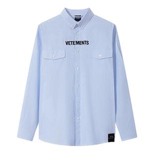 VETEMENTS2025秋季新款条纹衬衫宽松休闲百搭长袖上衣63530302