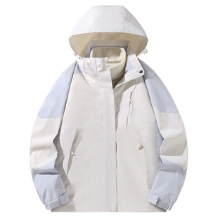 冲锋衣外套女款2025秋冬新款三合一可拆卸防风防水加厚滑雪风衣男