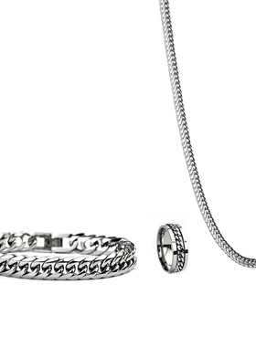 不掉色钛钢套装个性发型师手链