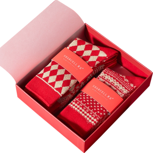 新年红袜子本命年纯棉秋冬男女红色结婚情侣礼物礼盒2025新款爆款