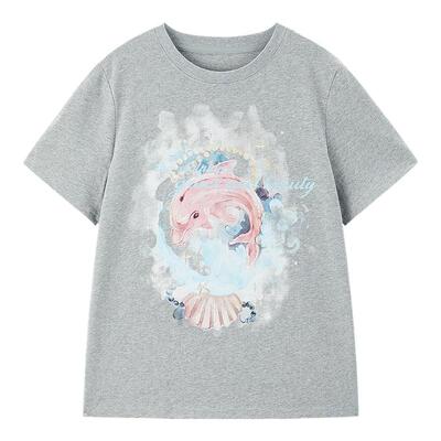 【商场同款】乐町海洋元素T恤夏季新款卡通印花宽松短袖C1CNF2407
