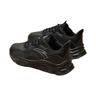 安踏小千禧女鞋春季皮面加绒运动鞋厚底网面老爹鞋官方正品旗舰店