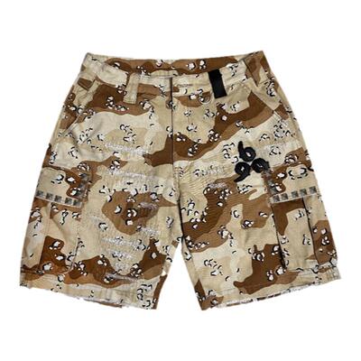 外星伴侣Juice WRLD 24SS迷彩印花补丁破坏水洗工装休闲短裤
