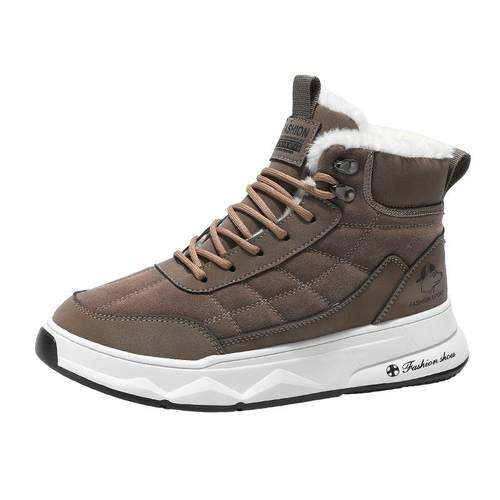 棉鞋男款冬季加绒加厚保暖高帮马丁靴皮毛一体防寒休闲厚底雪地靴