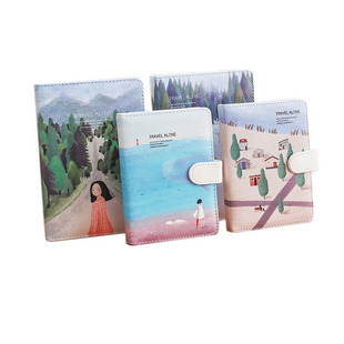 《独自去旅行皮扣本》金谷文具 A6本小姐彩色彩页印刷手账本 32K B6笔记本子韩国风小清新简约记事彩页日记本