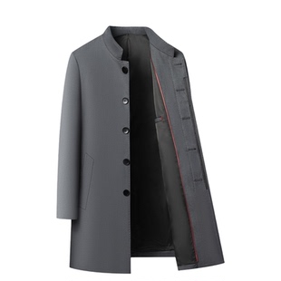 中山装行政大衣男士中长款立领品质中年男装2025新款商务风衣外套