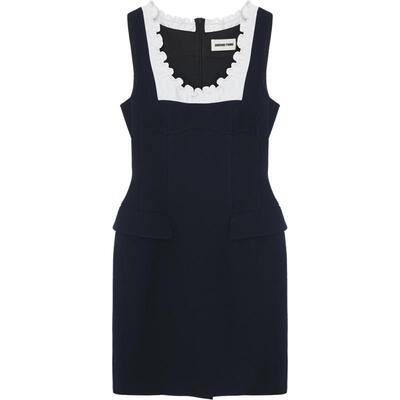 SHUSHUTONG拼接U形花边领连衣裙