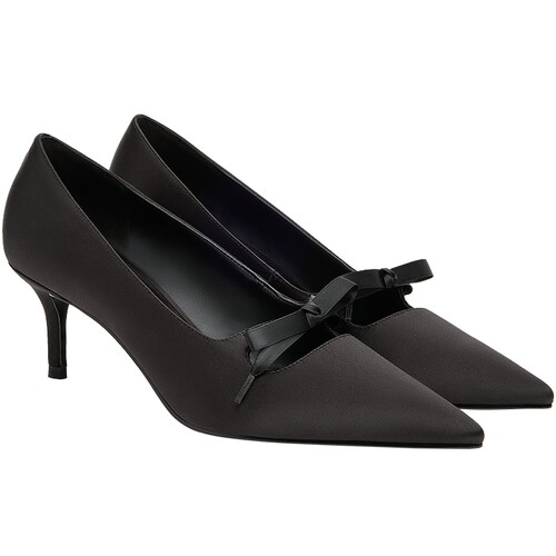 CHARLES&KEITH26春新款CK1-61720252蝴蝶结粗花呢缎面高跟鞋单鞋