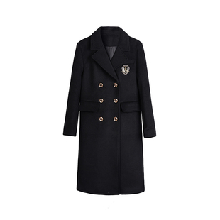 花铃太太英伦冬季保暖大衣学院风JK制服女中长款上衣秋冬毛呢外套