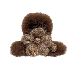 适合发量少的夹子头饰中号半扎发抓夹女秋冬毛绒发夹后脑勺鲨鱼夹