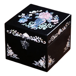 黑金古风木质中式平遥推光漆器螺钿首饰盒高档送礼朋友结婚收纳盒