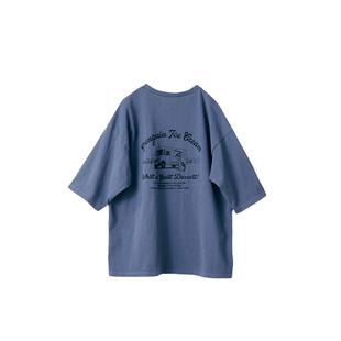 桑妮库拉/Sunny clouds 男式纯棉复古风印花T恤(蓝)