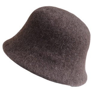 秘鲁羊驼毛保暖盆帽毛绒渔夫帽简约百搭显脸小羊毛帽子女秋冬新款