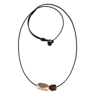 新款999足银随行转运珠天然沉香黑绳项链女纯银编织锁骨链设计感