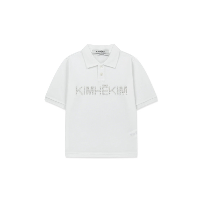 KIMHEKIM珍珠字母设计短袖POLO衫