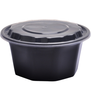 1000ml九角美式餐盒圆形一次性打包盒外卖1250ml麻辣烫冒菜打包碗