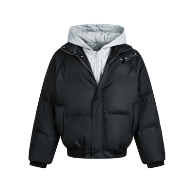 NEVERNEED假两件连帽棉衣男女