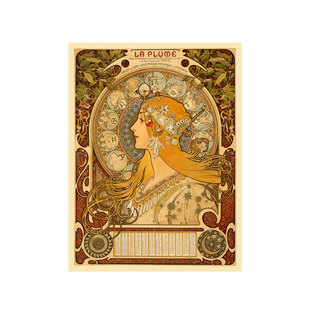 穆夏插画黄道十二宫遐想月桂树少女诗等竖款人物油画布画芯装饰画