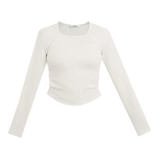 回力打底衫女大衣内搭2025秋冬U领长袖T恤修身纯棉大领口春秋上衣