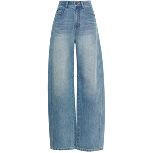 夏莫卡幂式牛仔裤女秋冬解构茧型显瘦弯刀裤弧形牛仔香蕉裤7928