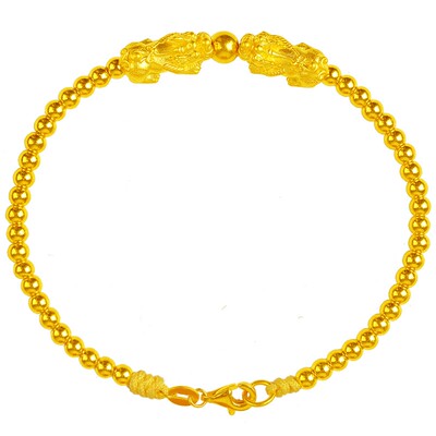 双貔貅戏珠金珠手链手串