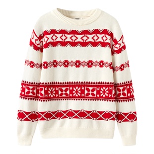 巴拉巴拉童装男童女童毛衣亲子纯棉内搭2024秋冬装新款提花针织衫