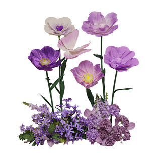 大型纸花巨型紫色仿真花虞美人蝴蝶造景婚礼婚庆道具橱窗交车摆件