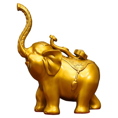 黄铜元宝如意铜大象一对送人实用客厅办公室玄关乔迁新居摆件
