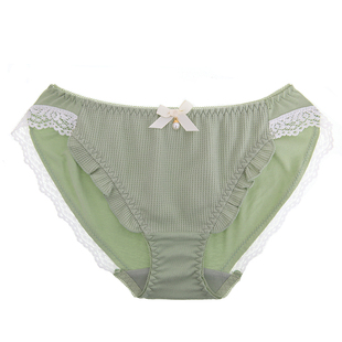 限期心动~甜美华夫格棉质飞边三角裤柔软纯欲低腰舒适女生内裤