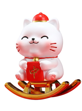 国潮摇摇小猫摆件工位桌面装饰品