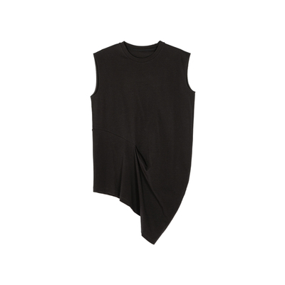 LESS夏季解构宽松直身无袖衬衣女休闲简约圆领棉质背心2O5013790