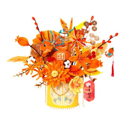 春节年宵花摆件抱抱桶柿柿如意扭扭棒花束新年手工编织diy材料包