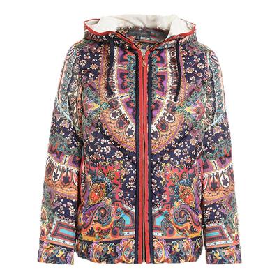 沐兰商场同款设计感印花保暖羽绒服女冬连帽白鸭绒御寒服