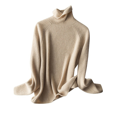 保暖软糯纯羊绒堆堆领长袖毛衣女