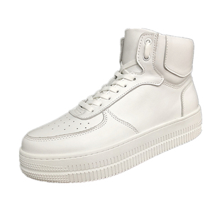 春季新款小白鞋男鞋欧洲站ins青年潮鞋5cm增高厚底真皮高帮板鞋男